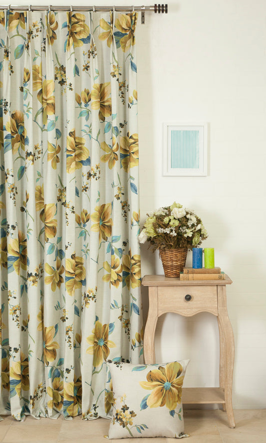 Floral Curtain Panels (Yellow)