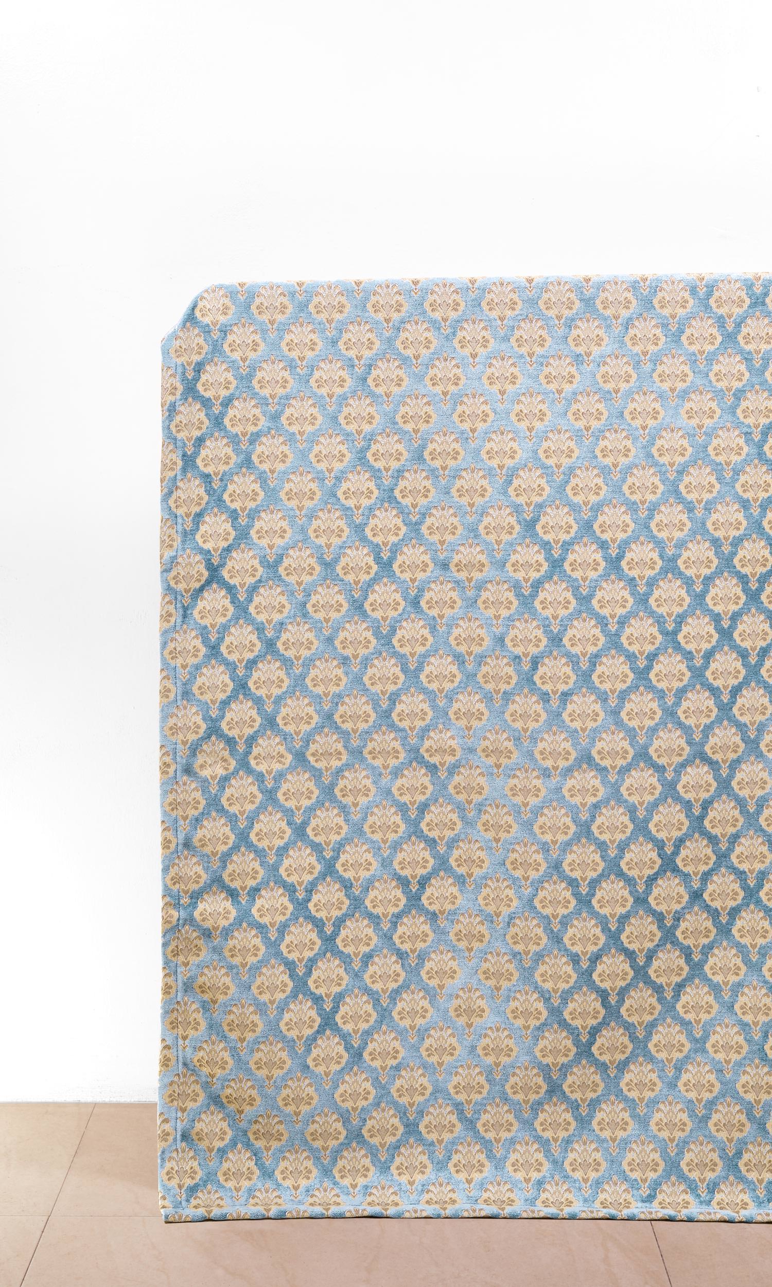 Floral Velvet Home Décor Fabric By the Metre (Beige/ Brown/ Blue)