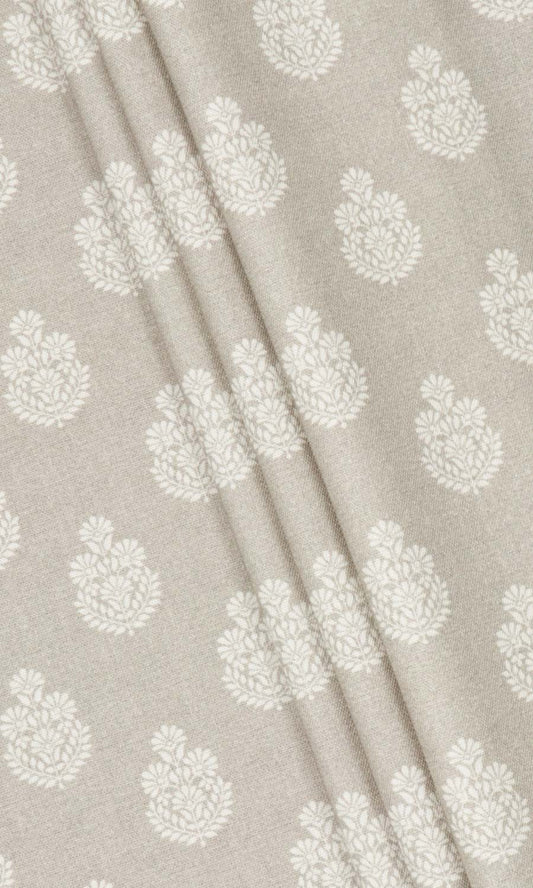 Beige pure cotton floral print drapery panels