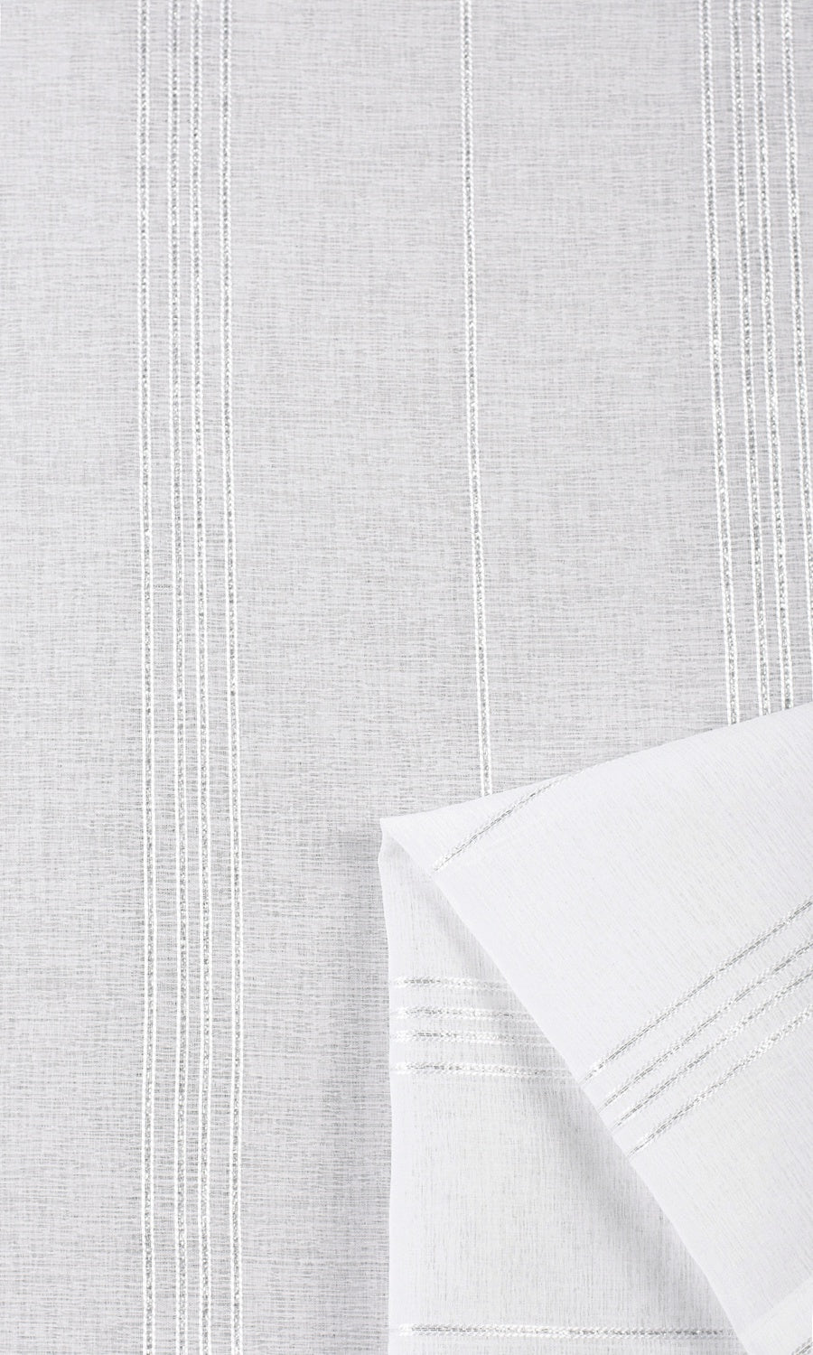 Striped Sheer Free Fabric Material Sample (White)