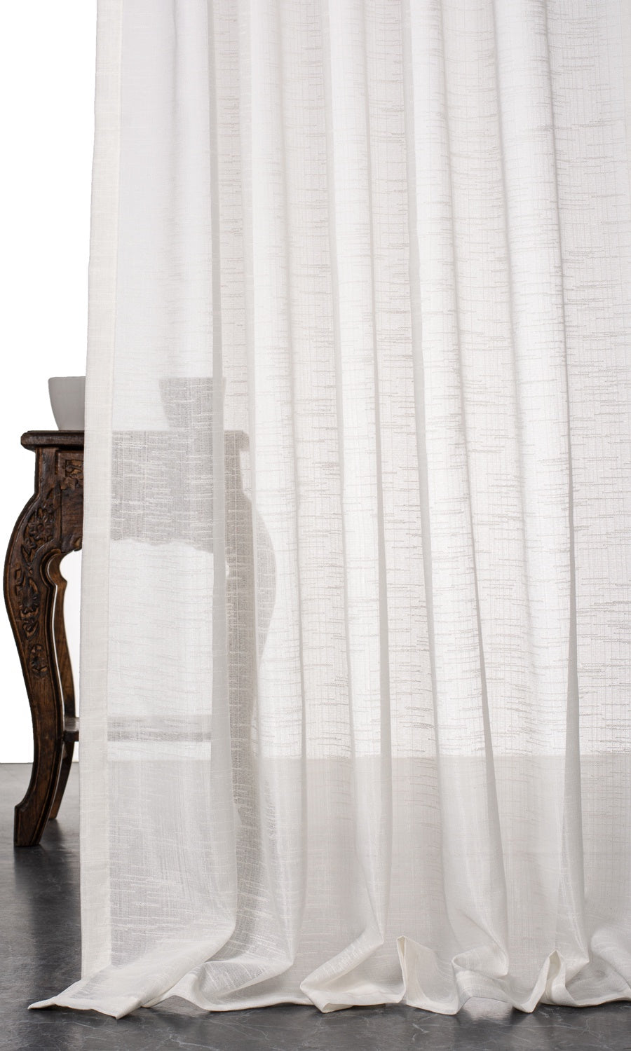 Textured Sheer Window Treatments Fabric Sample (White)