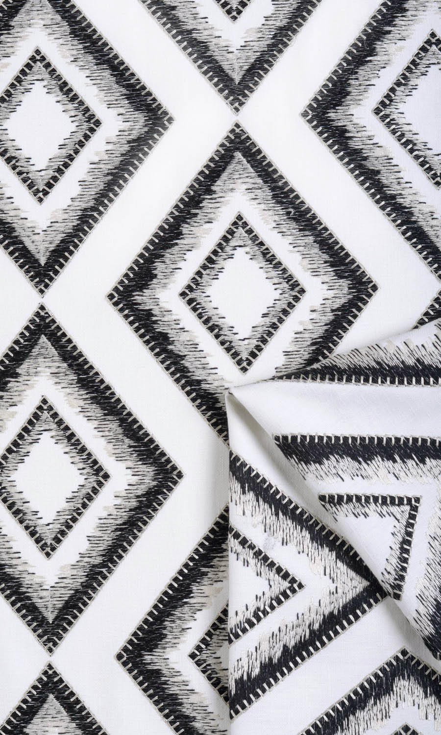 Geometric Patterned Fabric Material By the Metre (White/ Black)