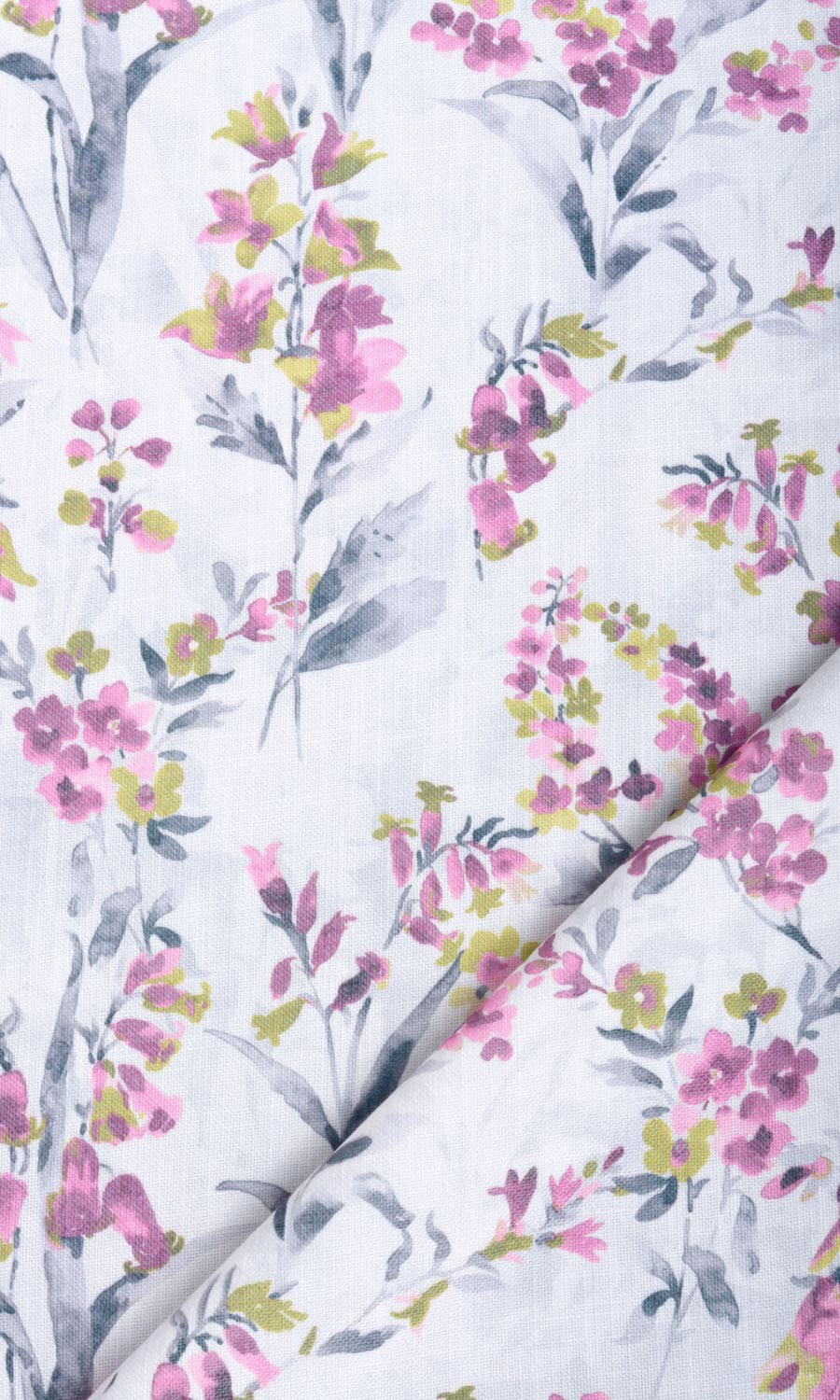 Floral Print Home Textile Fabric Material Sample (Pink/ Grey)