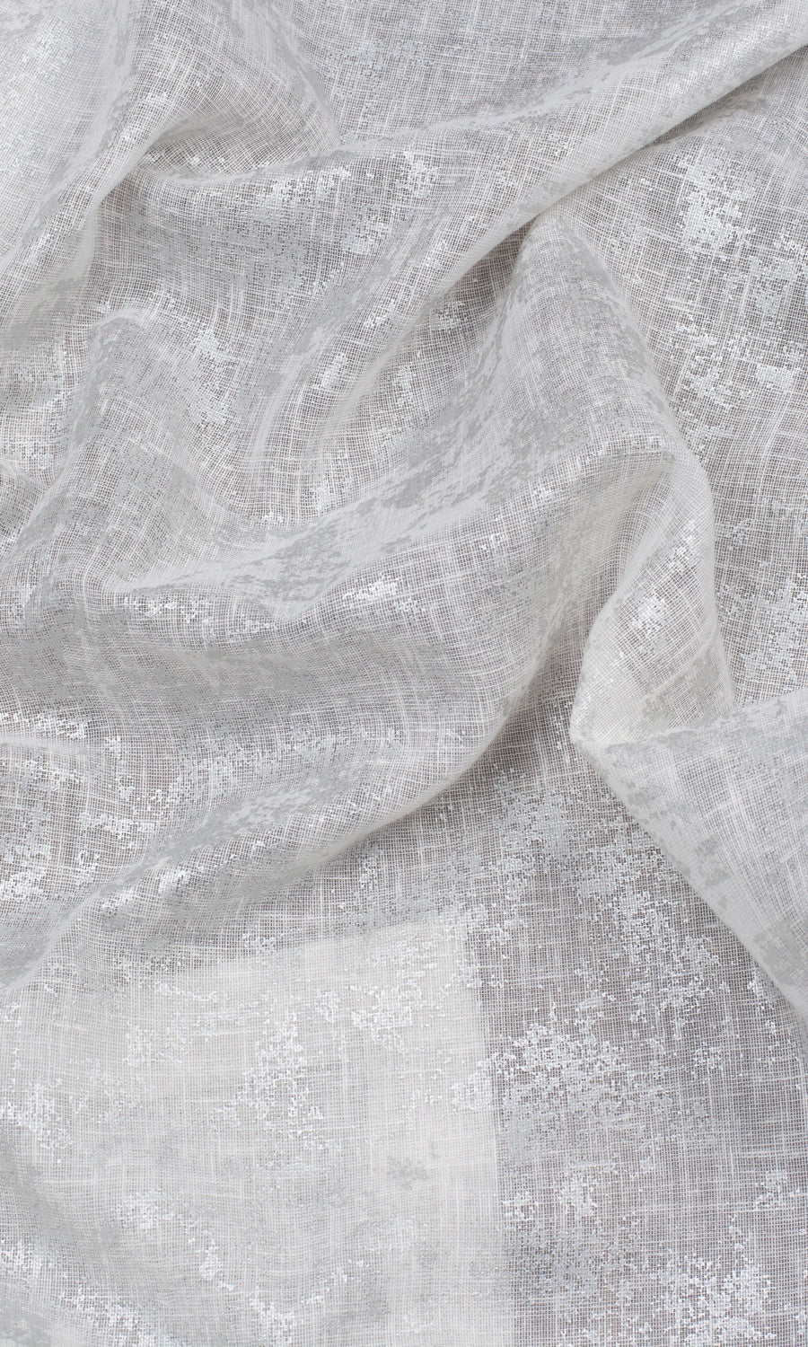 Metallic Accent Semi-Sheer Fabric Sample for Curtains & Drapes (White)