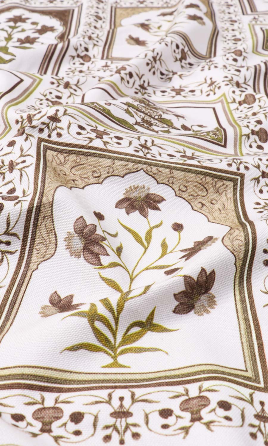 Floral Cotton Home Textile Fabric Material By the Metre (Brown/ Green)