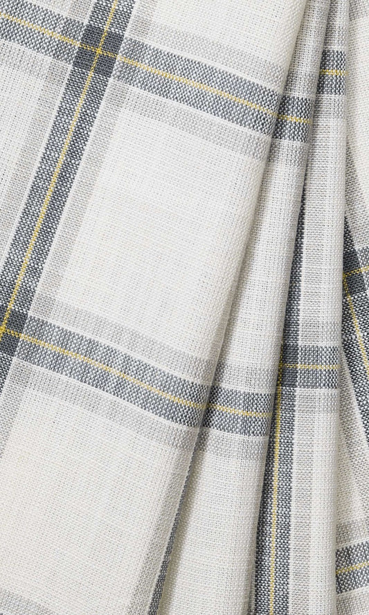 Checkered Cotton-Linen Home Décor Fabric By the Metre (Gray/ White)