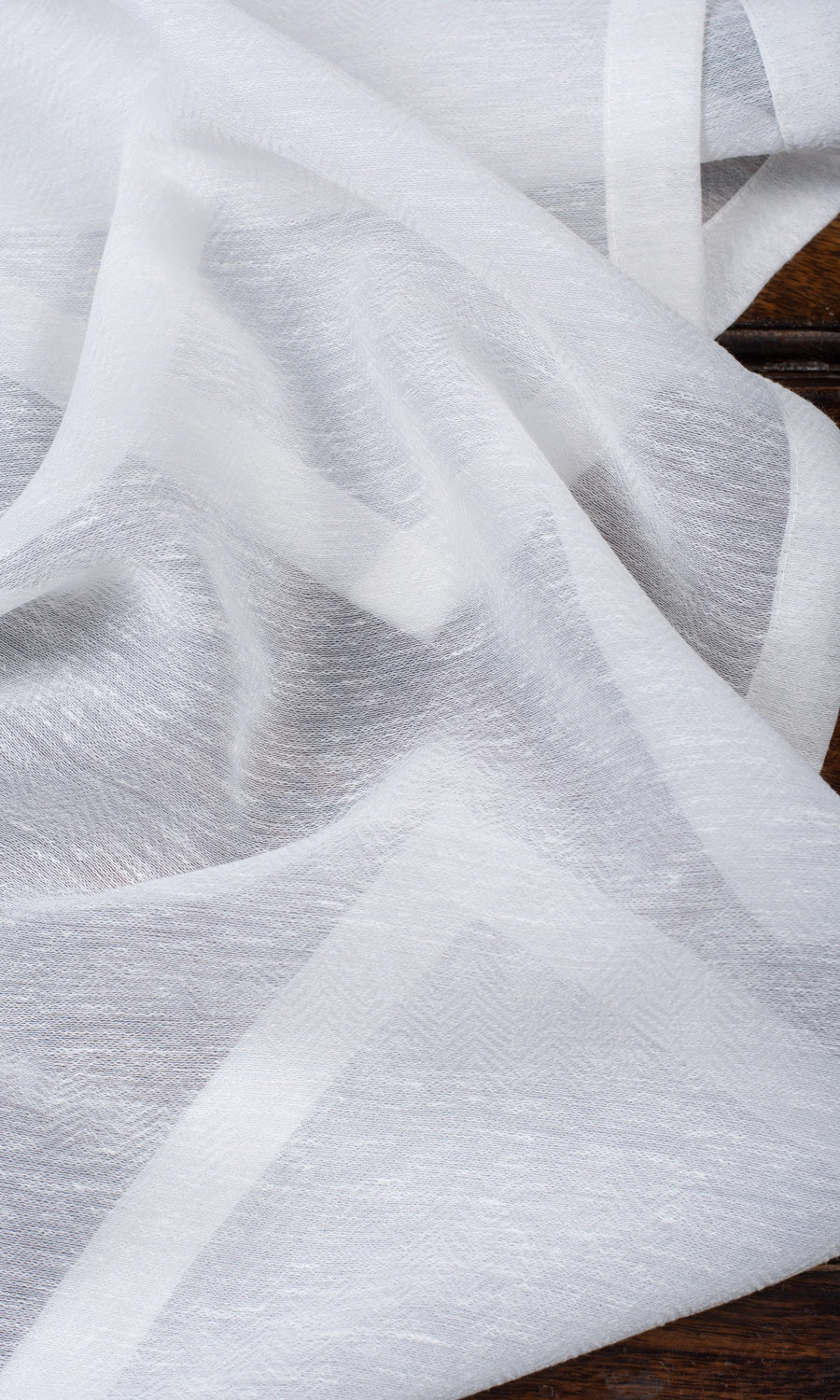 Textured Sheer Fabric Material By the Metre (White)