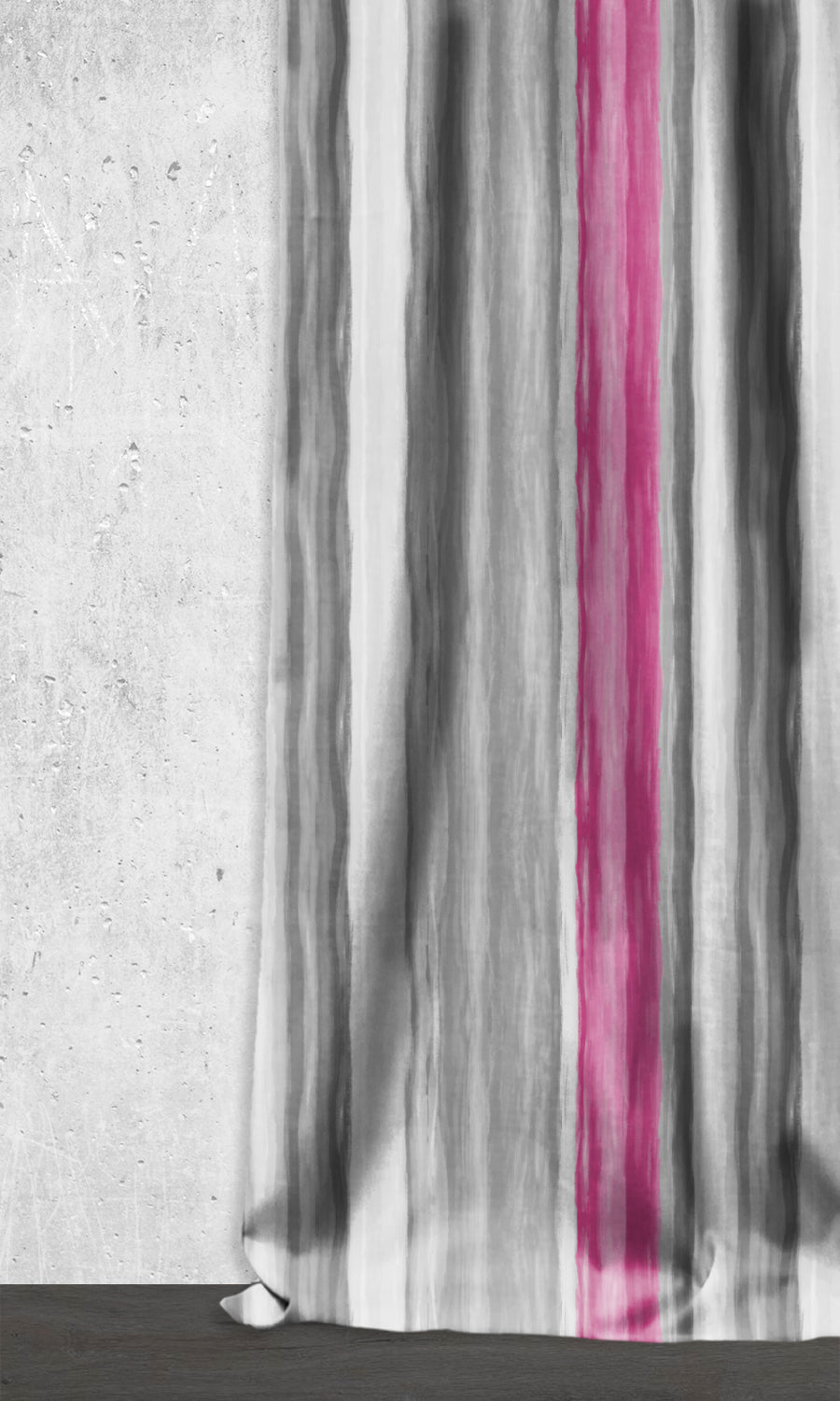 Dimout Striped Window Treatments Fabric By the Metre (Grey/ Carnation Pink)