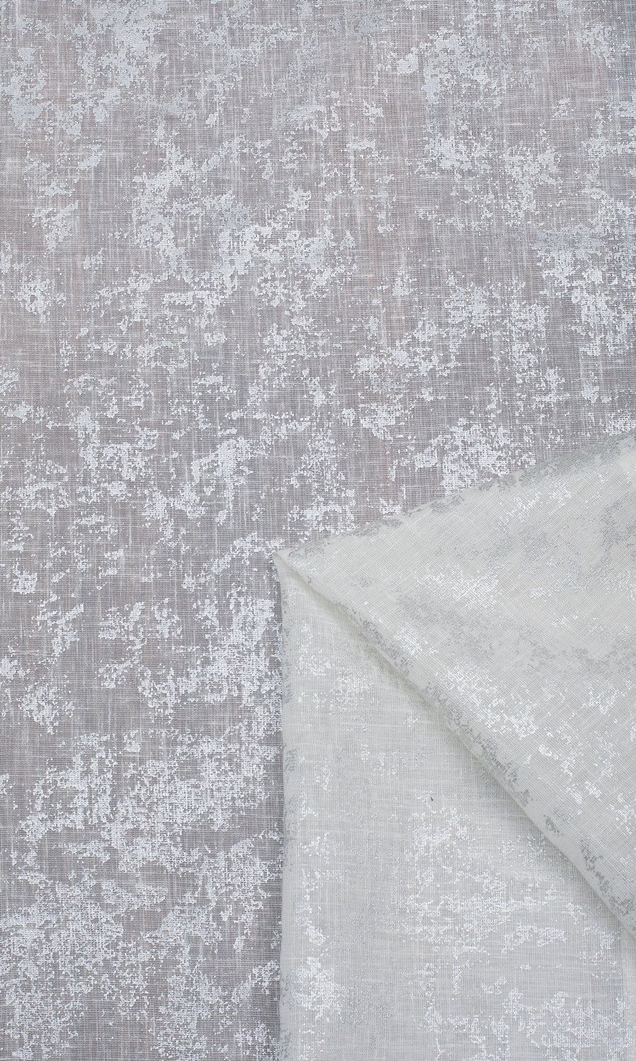 Textured Semi-Sheer Home Textile Fabric Material Sample (White/ Silver)