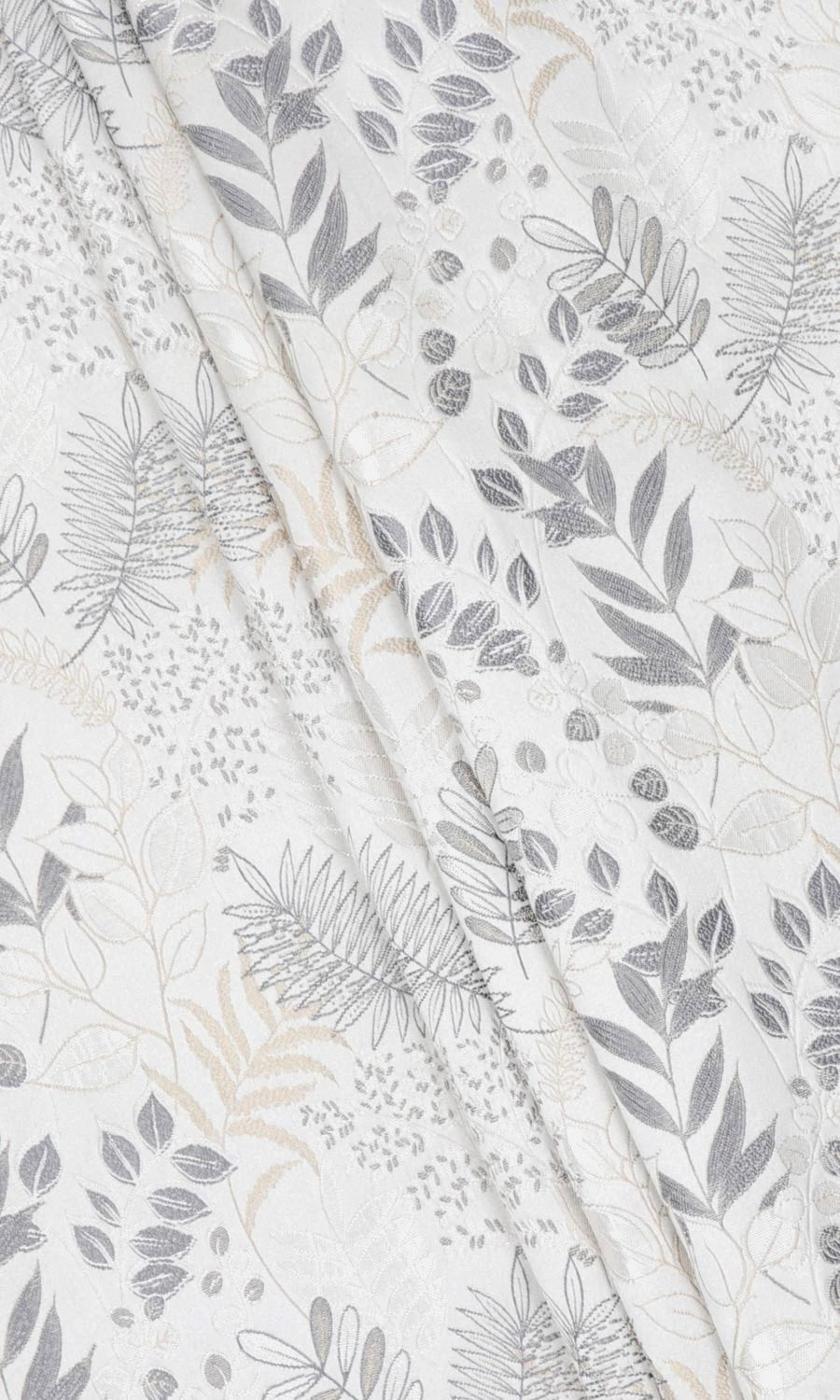 Botanical Fabric Sample for Curtains & Drapes (Pale Grey/ Warm White)