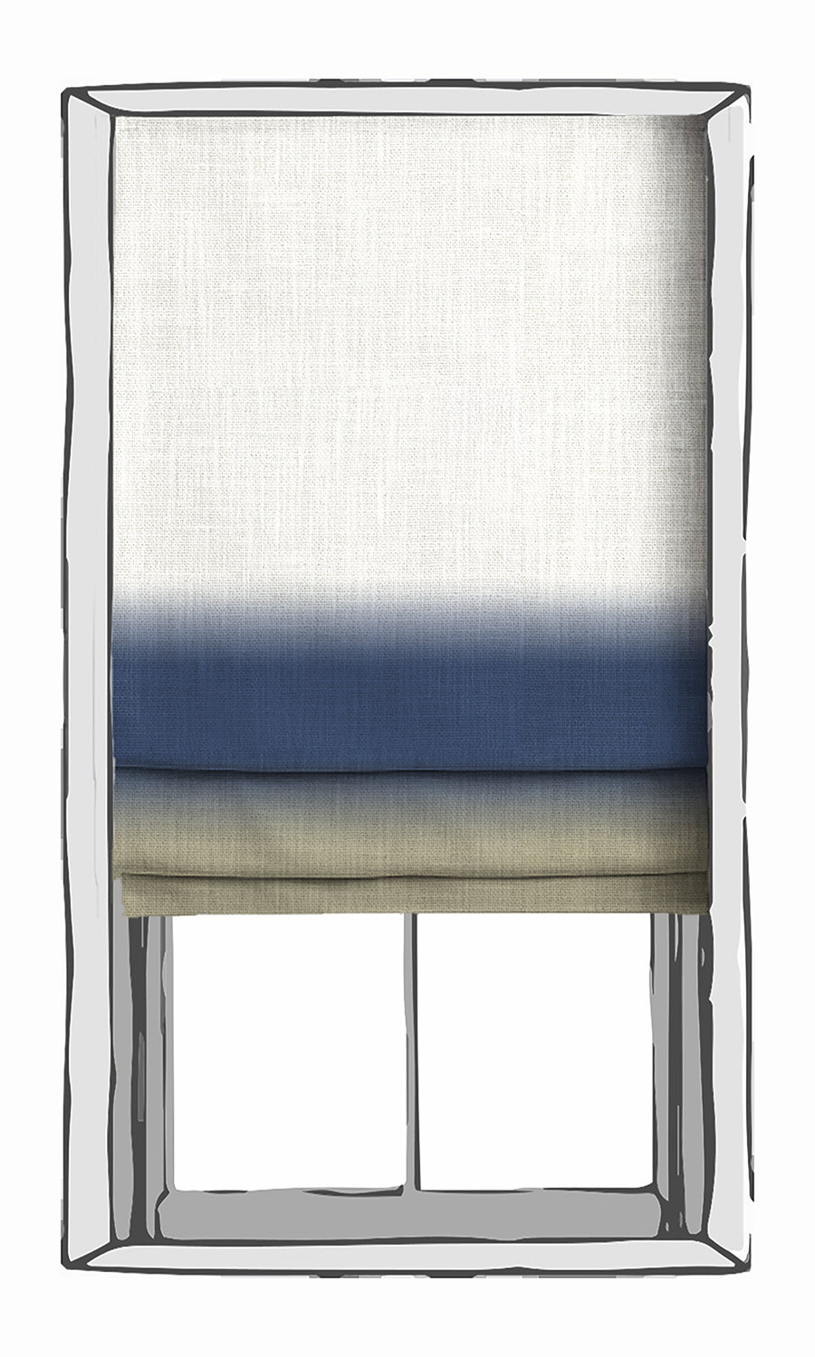 3-Tone Ombre Window Treatments Fabric By the Metre (Blue/ Stone Grey)