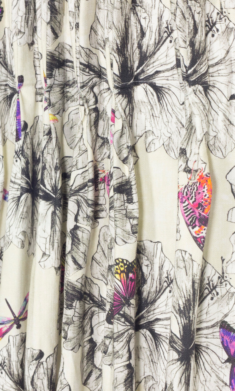 Butterfly Print Cotton Window Treatments Fabric Sample (Pink/ Purple)