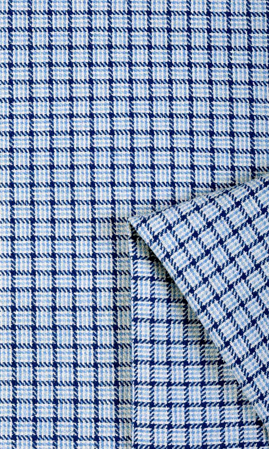 Basketweave Fabric Material By the Metre (Blue/ Sky Blue/ White)