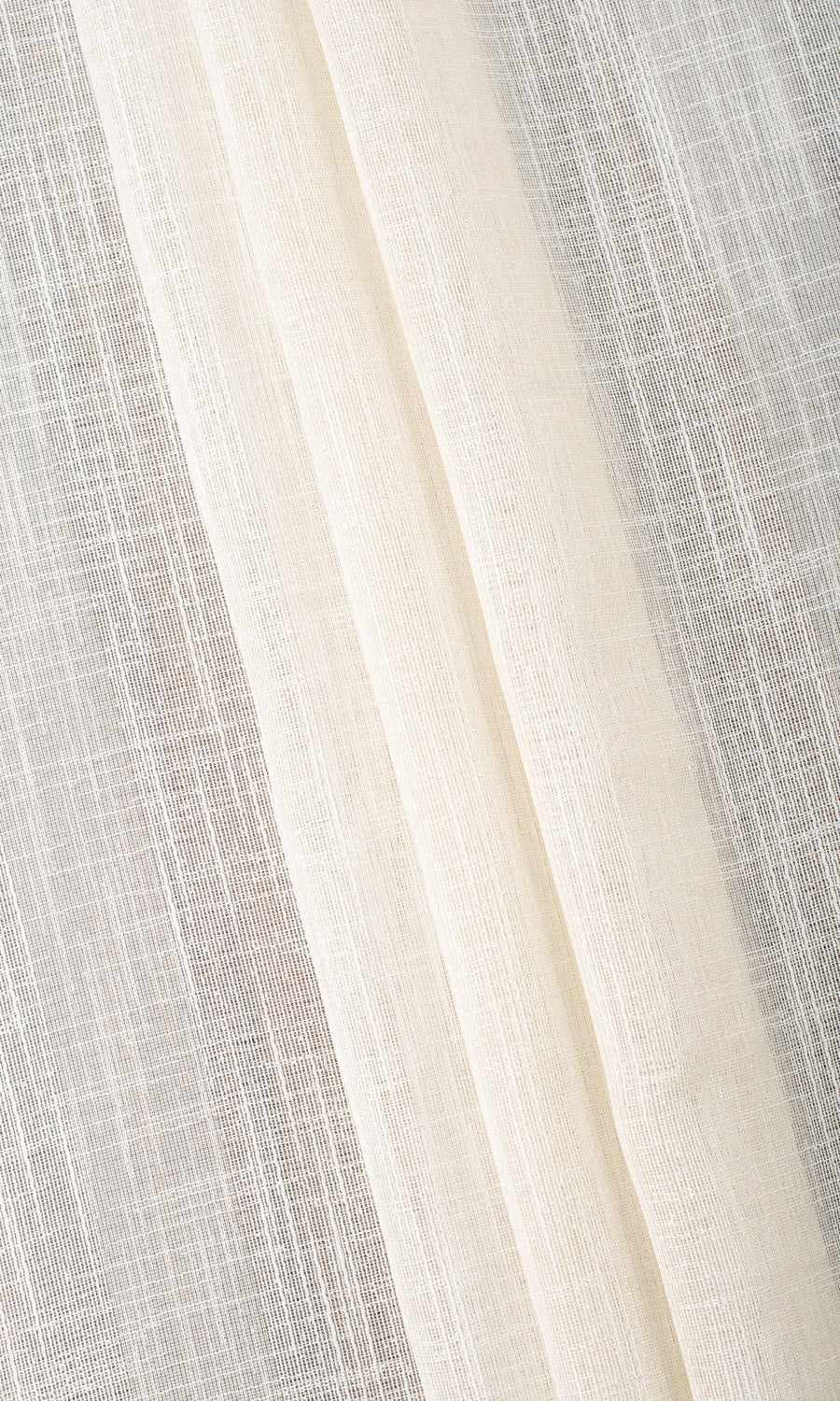 Textured Stripe Sheer Home Textile Fabric Material Sample (Almond Cream)