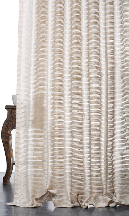 Striped Sheer Home Décor Fabric Sample (Pale Beige/ Ivory)