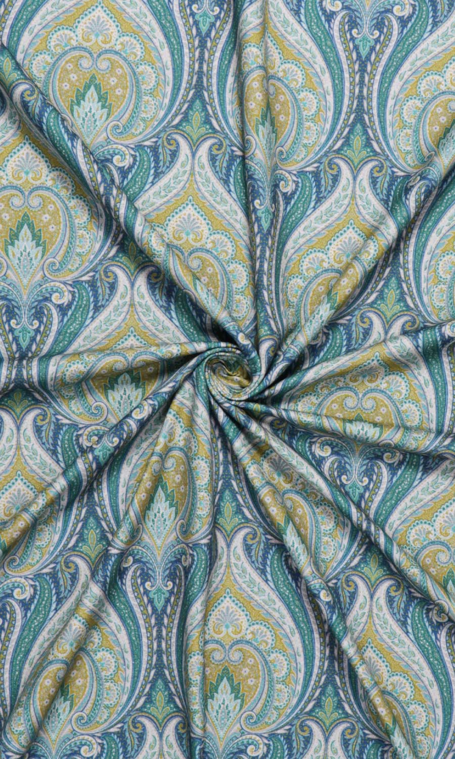 Floral Damask Free Fabric Material Sample (Blue/ Green)