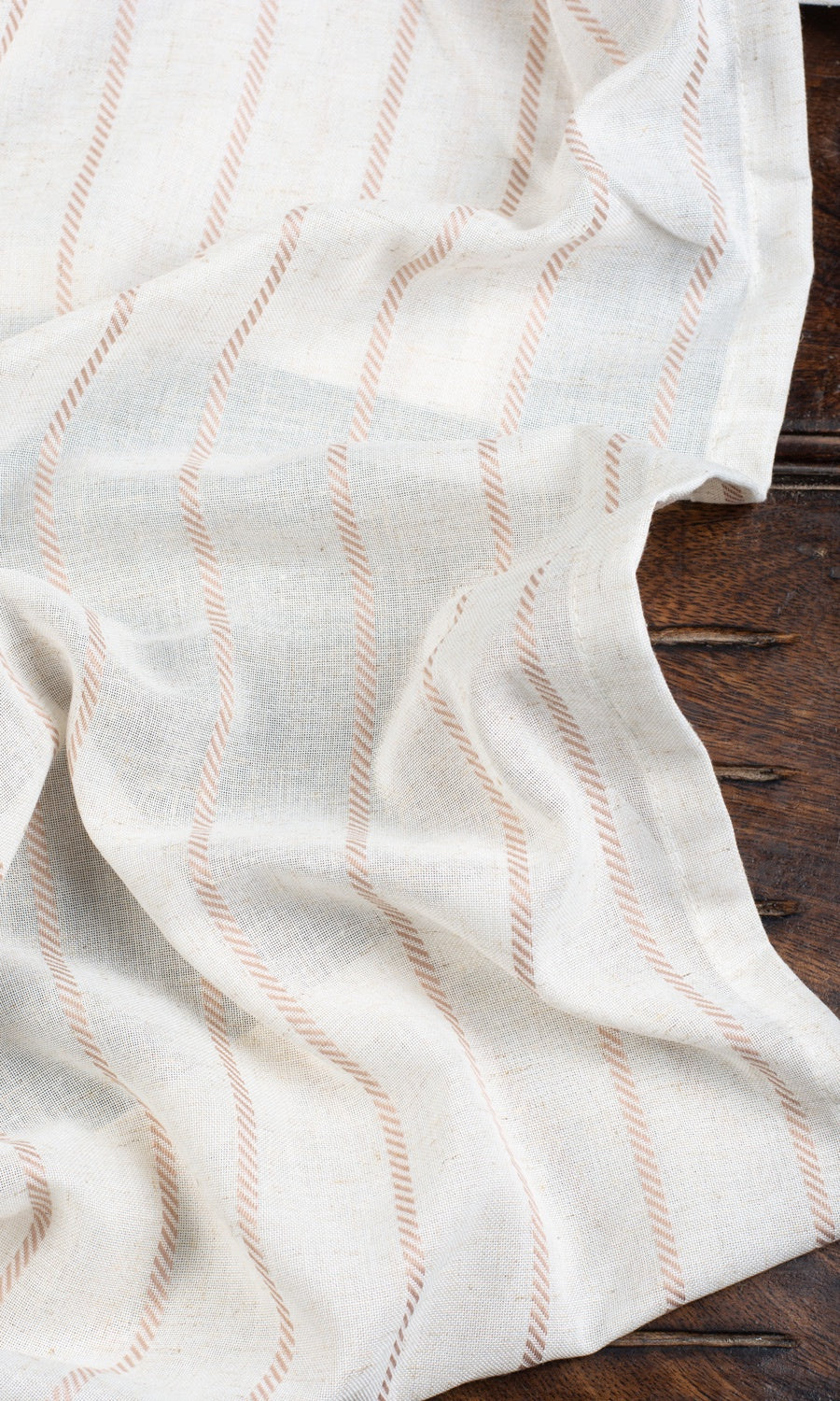 Striped Free Fabric Material Sample (Milky White/ Baby Pink)