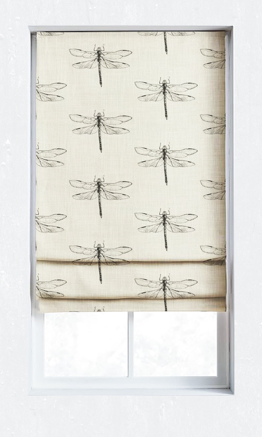Dragonfly Print Window Treatments Fabric Sample (Black/ White)