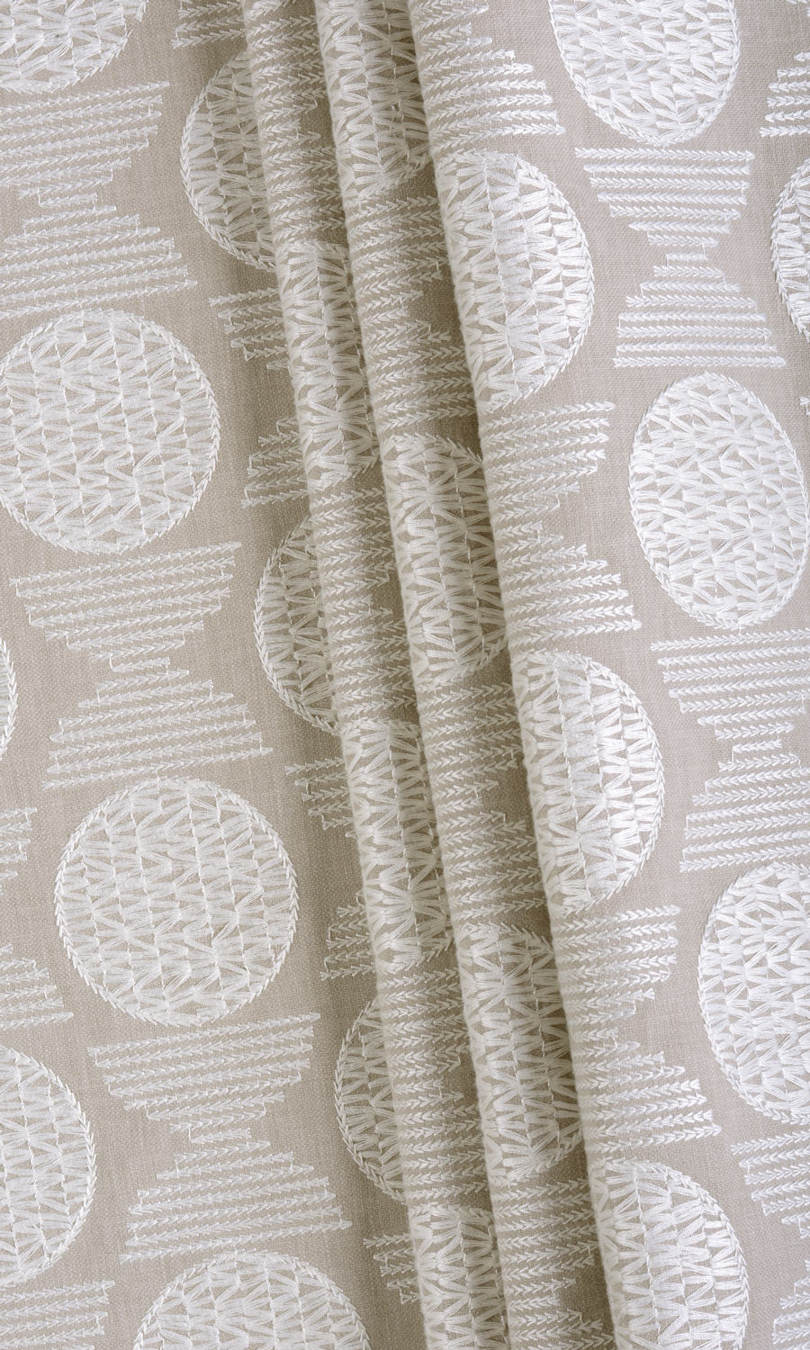 Geometric Patterned Fabric Material By the Metre (Oatmeal Beige)