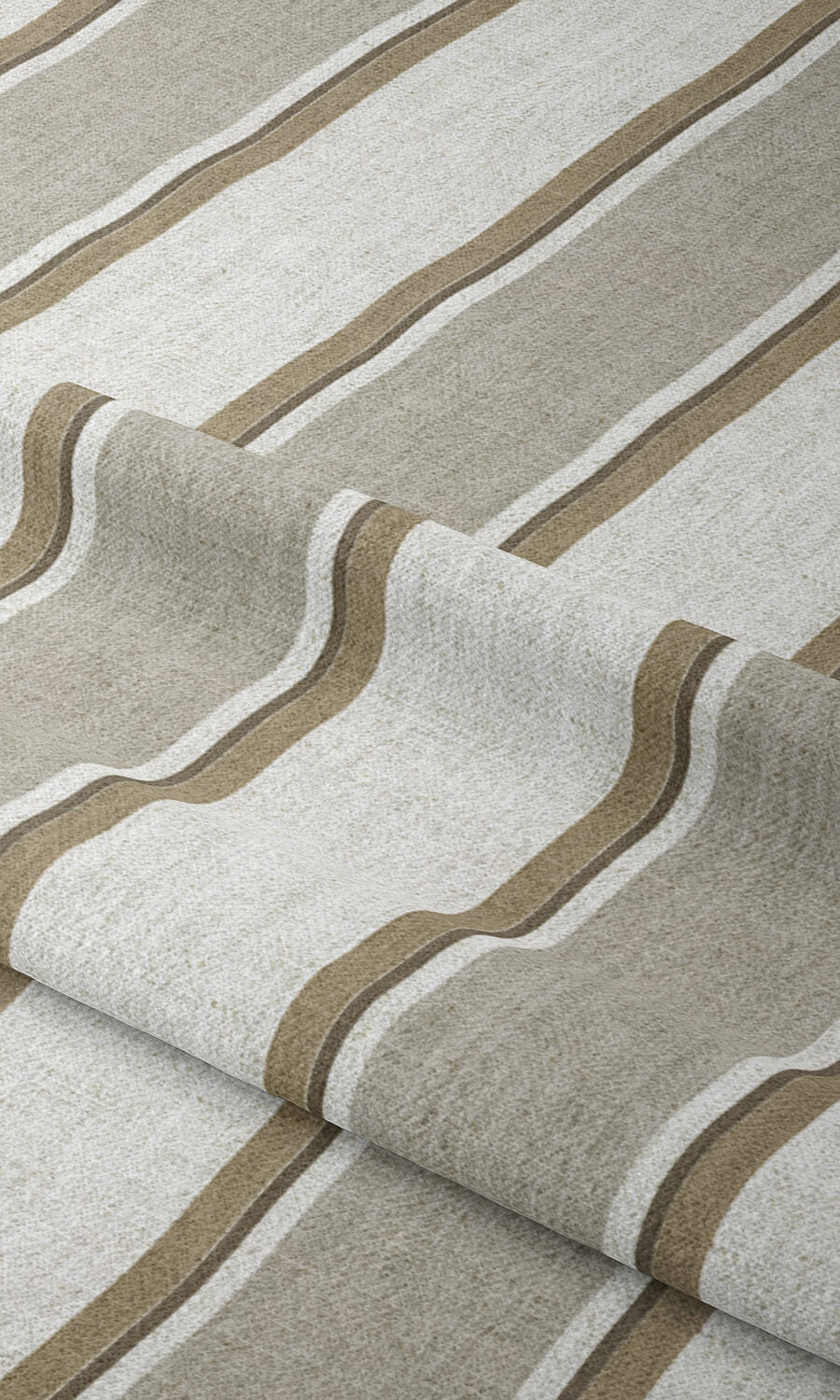 Striped Free Fabric Material Sample (White/ Brown/ Beige)