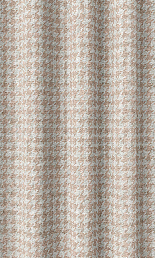Houndstooth Print Home Décor Fabric By the Metre (Blush Pink/ White)