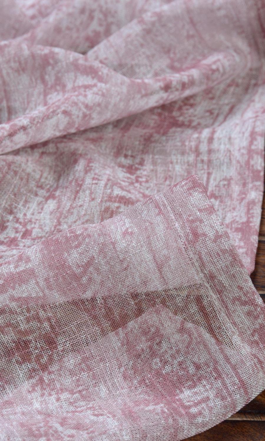 Textured Sheer Window Treatments Fabric By the Metre (Pink)