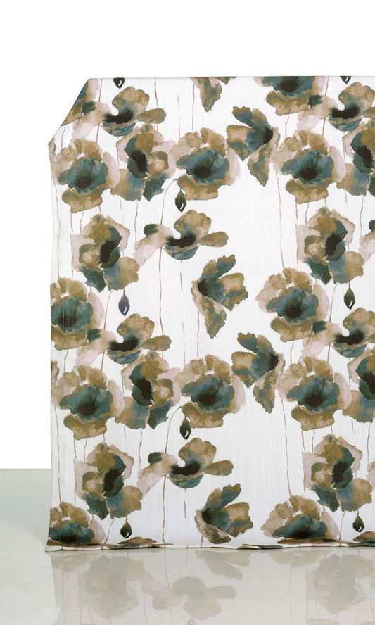 Water Lilies Floral Curtains (Brown/ Grey)