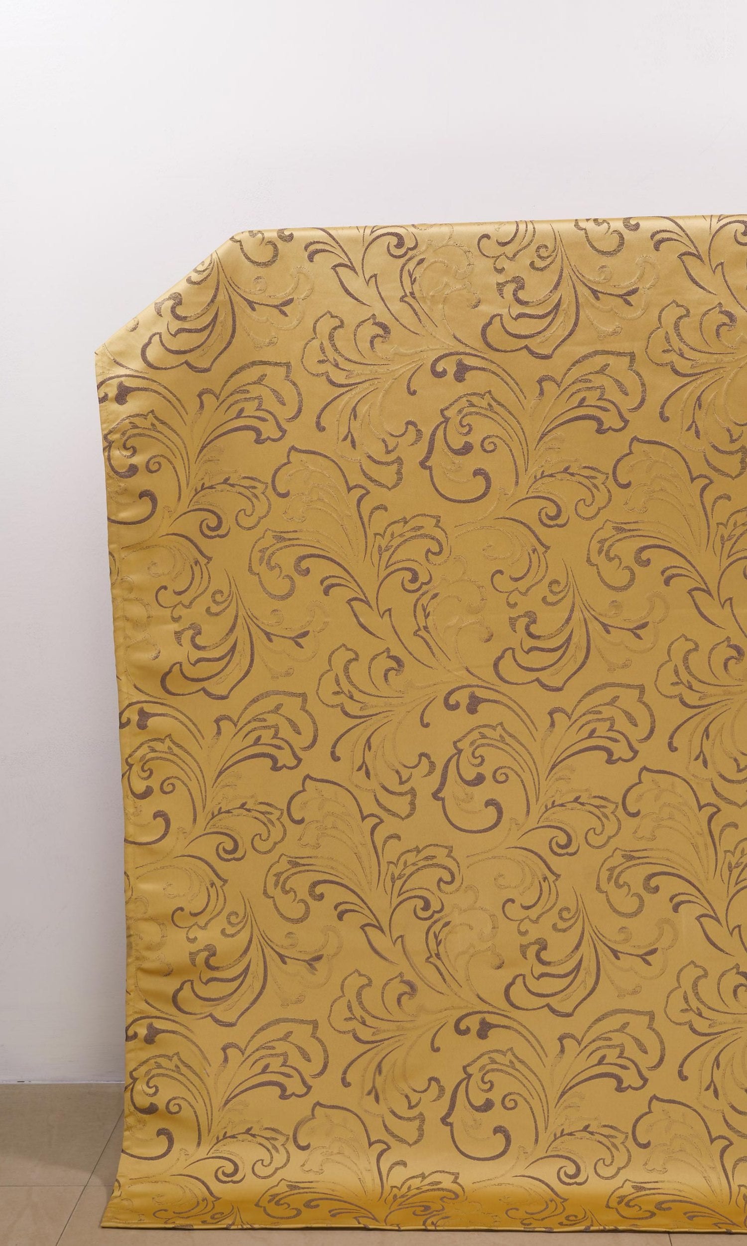 Floral Embroidered Window Treatments Fabric By the Metre (Mustard Yellow)