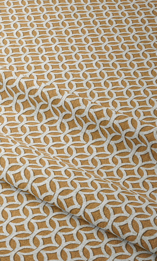 Geometric Print Curtain Panels (Muted Orange)