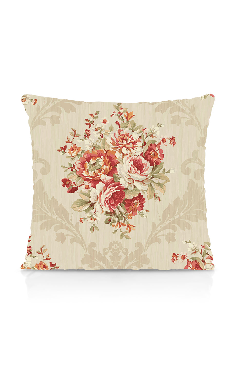 Dimout Floral Free Fabric Material Sample (Red/ Creamy-Beige)