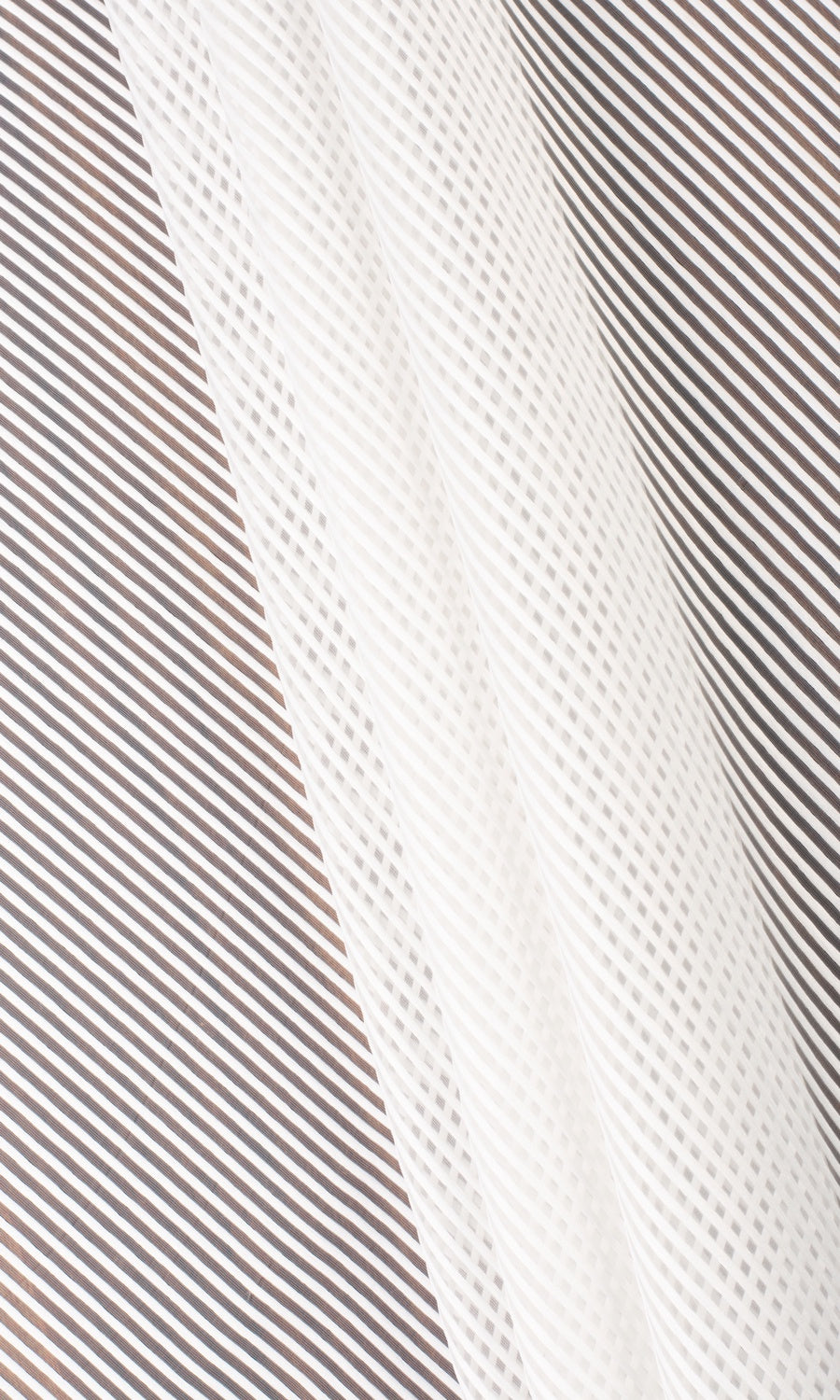 Striped Sheer Home Textile Fabric Material Sample (White)