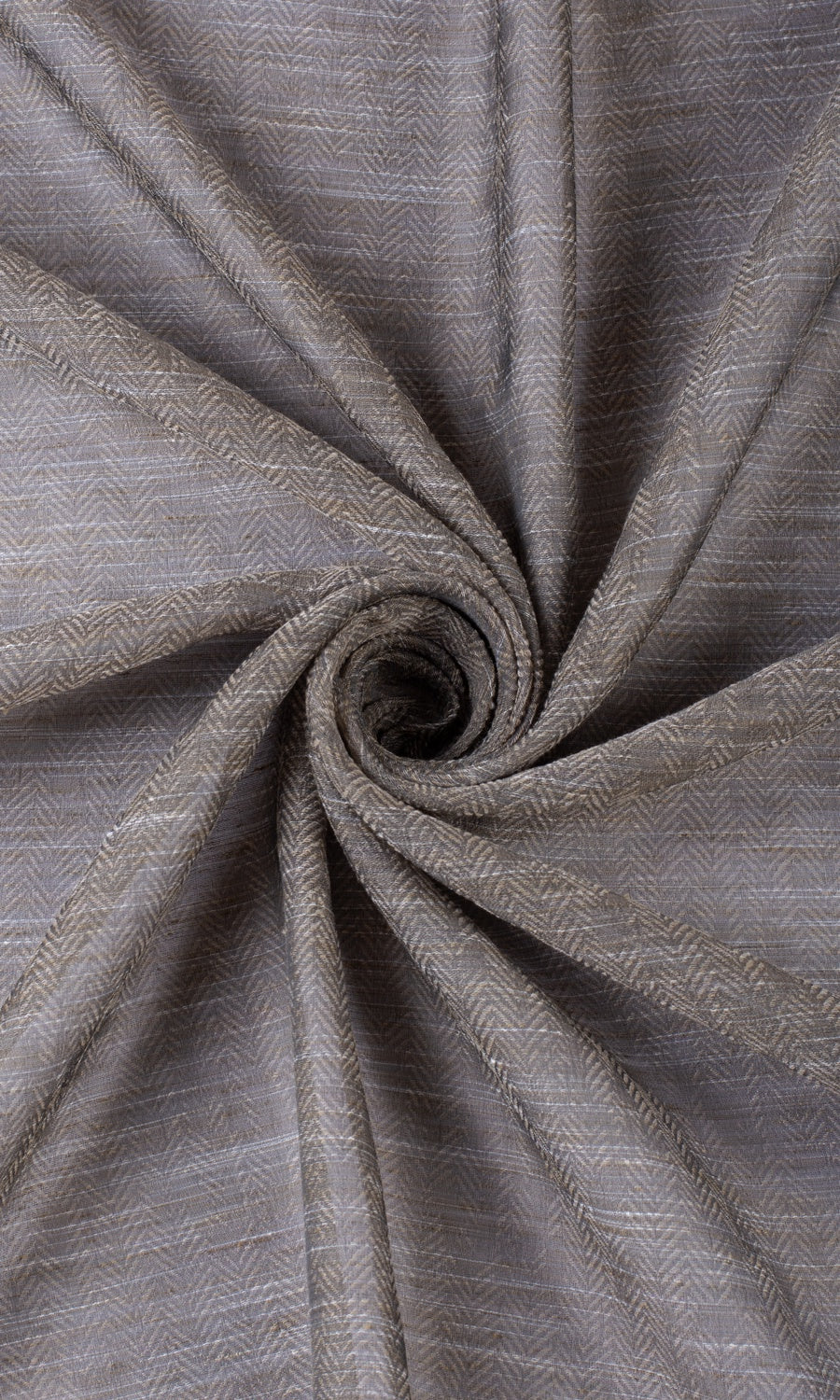 Herringbone Sheer Free Fabric Material Sample (Grey/ Coffee Brown)