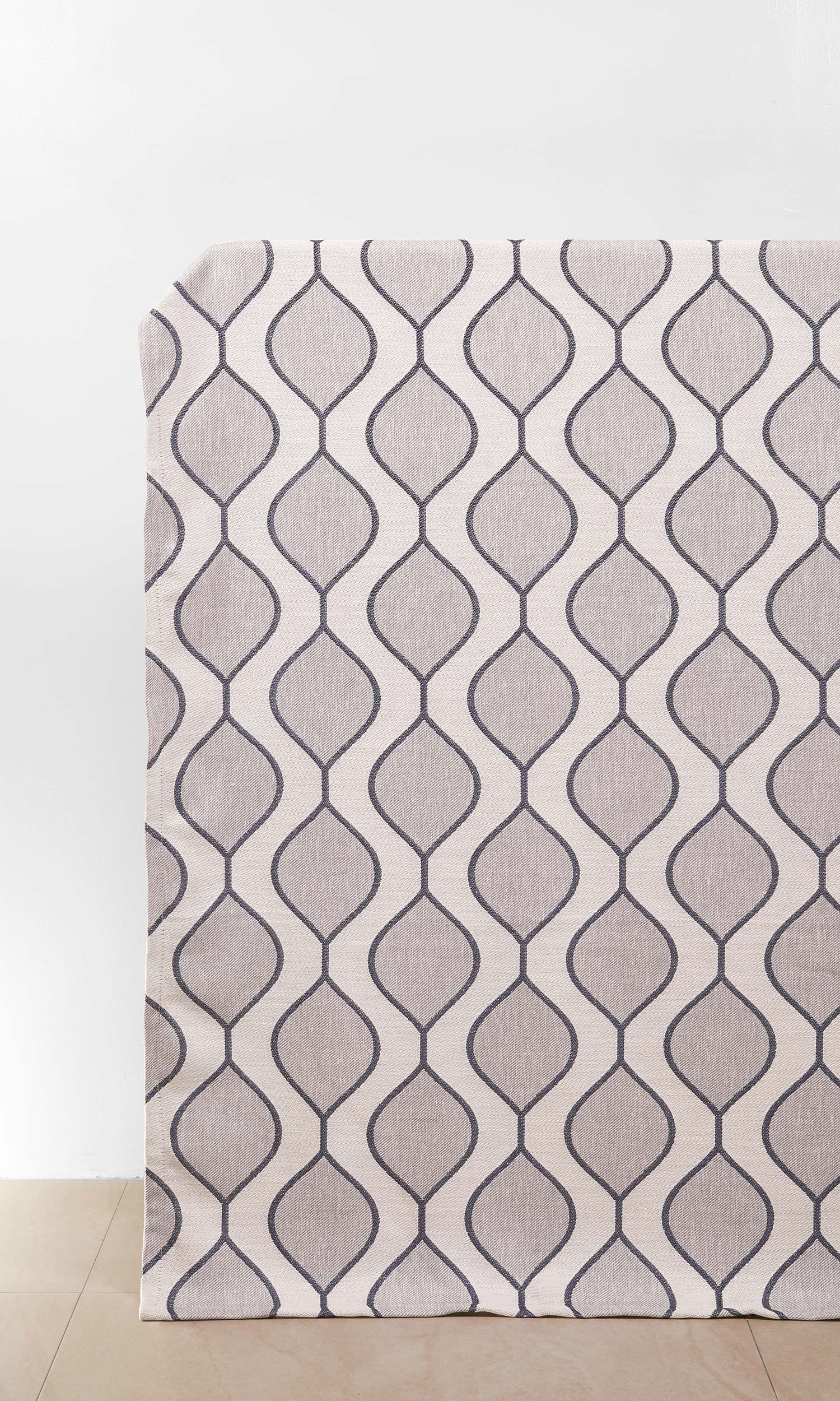 Ogee Patterned Home Décor Fabric By the Metre (Navy Blue/ Gray)
