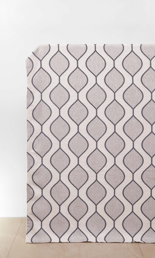 Ogee Patterned Home Décor Fabric By the Metre (Navy Blue/ Gray)