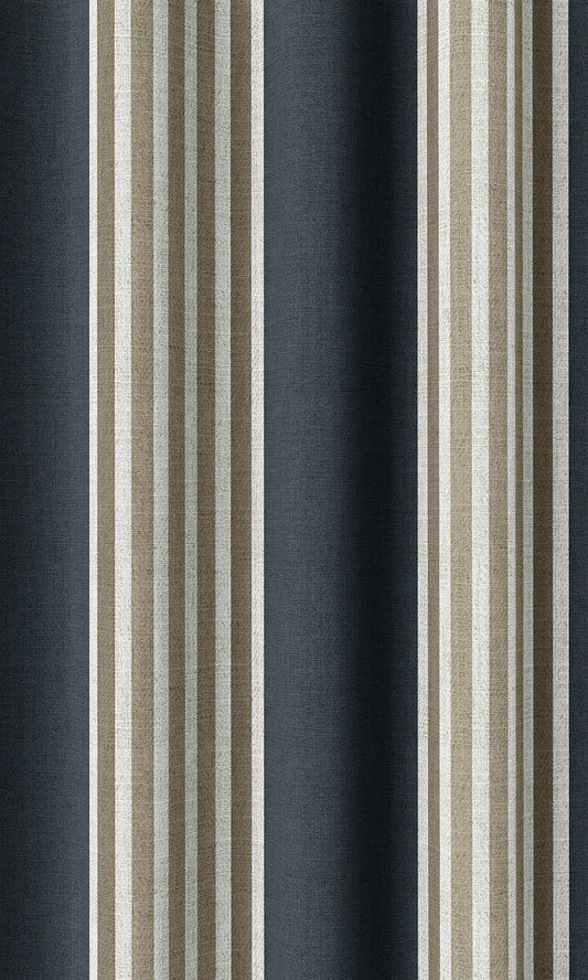 Modern Striped Home Décor Fabric Sample (Navy Blue/ Brown)