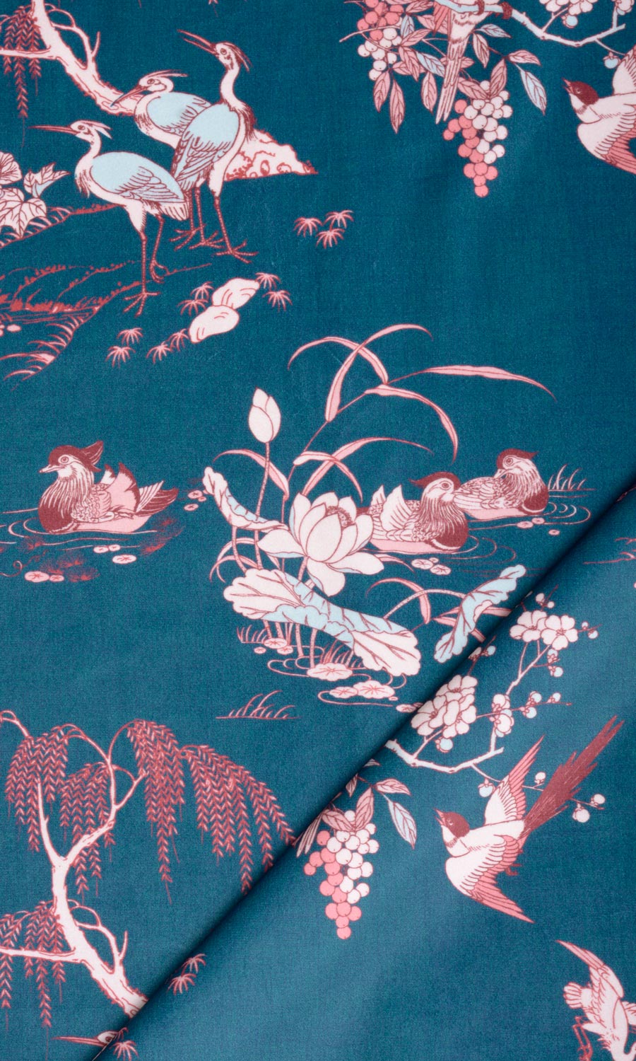Chinoiserie Toile Velvet Home Textile Fabric Material By the Metre (Blue/ Pink)