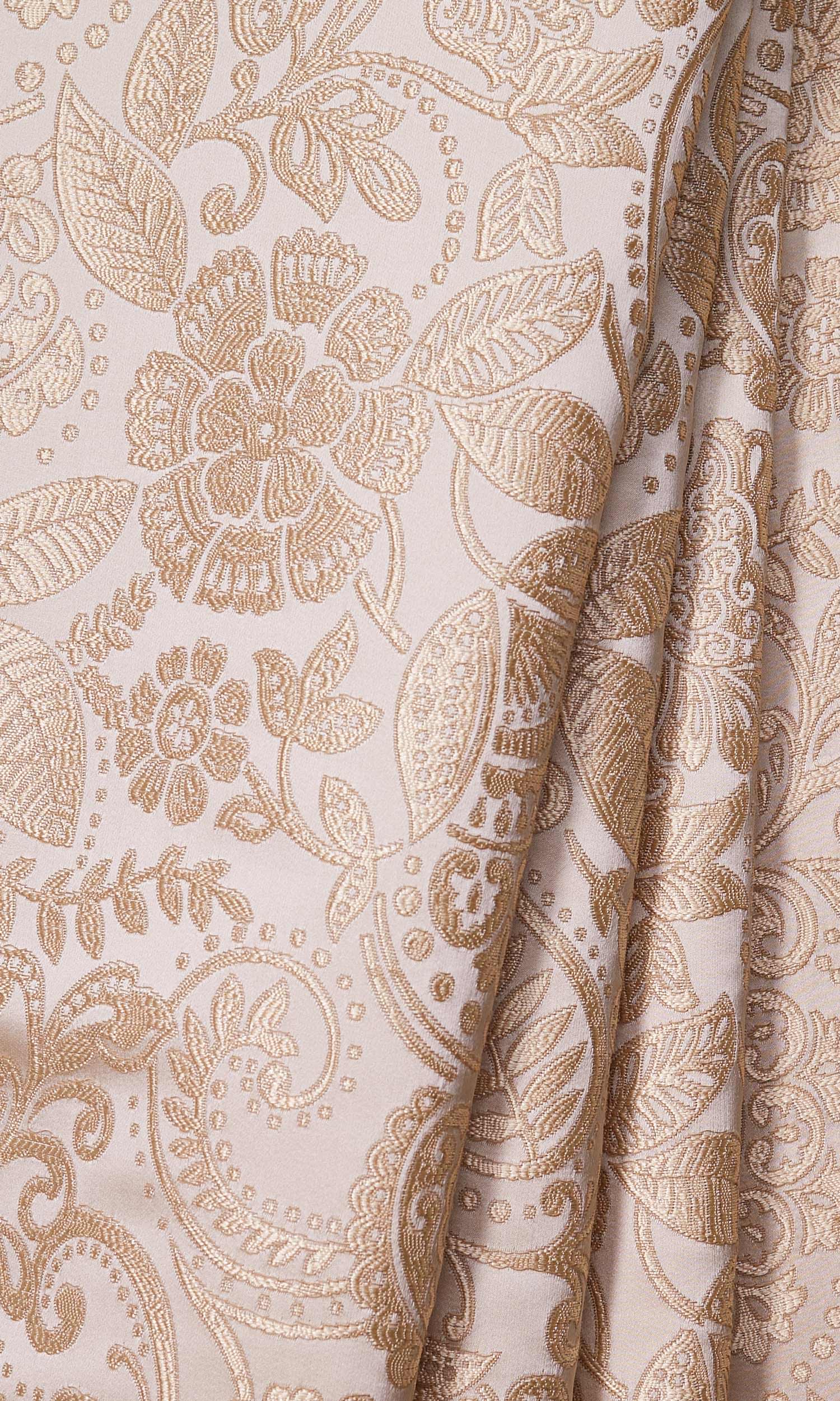 Floral Textured Home Décor Fabric By the Metre (Cream)