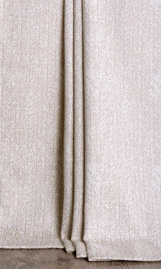 Herringbone Poly-Cotton Drapes (Off White/ Brown)