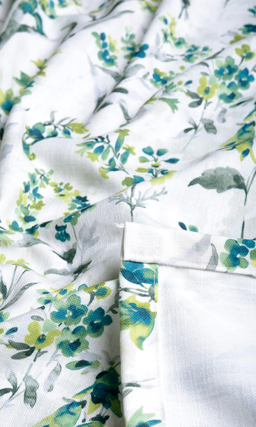 Floral Print Fabric Sample for Curtains & Drapes (Blue/ Green)