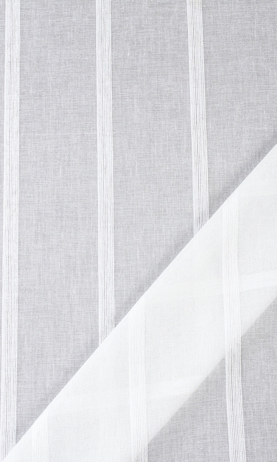 Striped Sheer Free Fabric Material Sample (White)