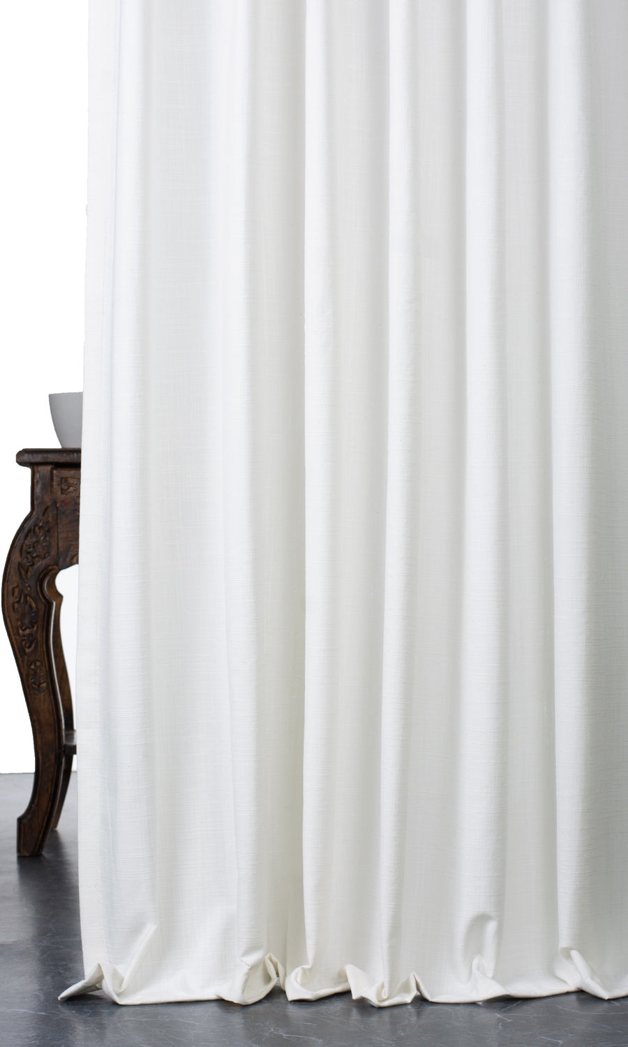 Plain Linen-Texture Window Treatments Fabric By the Metre (White)