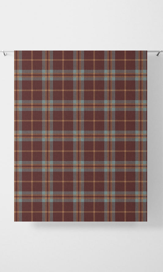 Checkered Home Décor Fabric By the Yard (Wine Red/ Orange/ Blue)