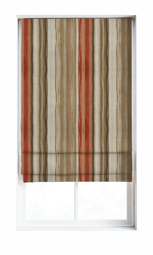 Watercolor Effect Striped Drapery (Red/ Brown)