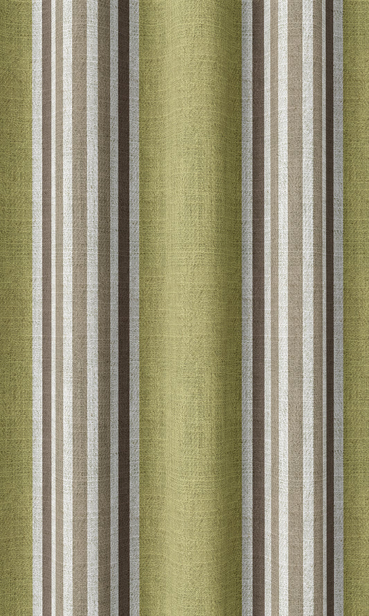 Striped Curtains (Chartreuse Green/ Brown)