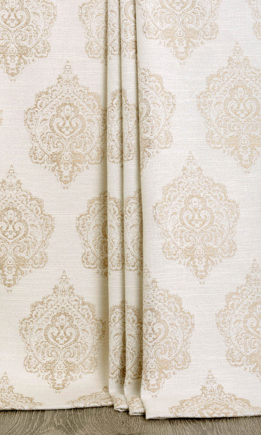 Damask Home Décor Fabric Sample (Off White/ Pale Beige)