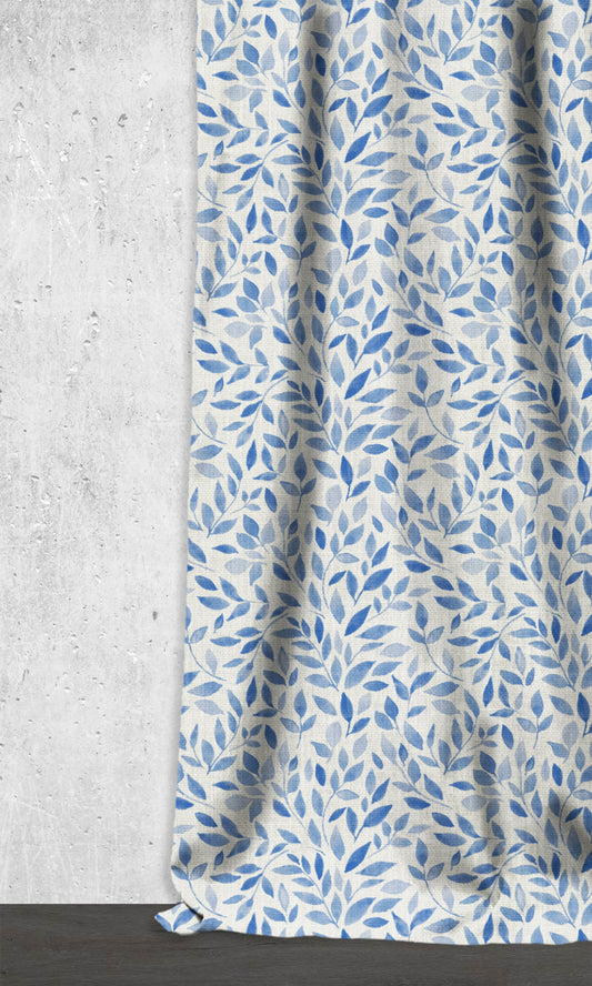 Botanical Print Curtains (Eggshell White/ Blue)