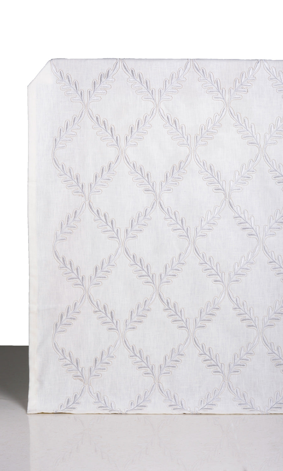 Poly-Linen Embroidered Window Treatments Fabric By the Metre (White/ Cream)
