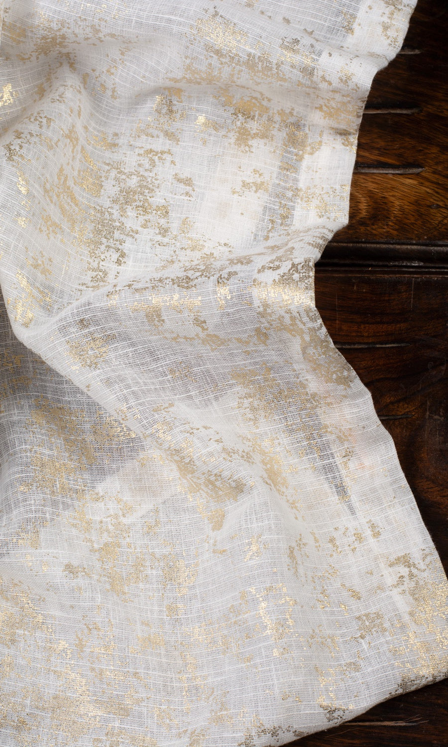 Textured Semi-Sheer Fabric Material By the Metre (Cream/ Golden)