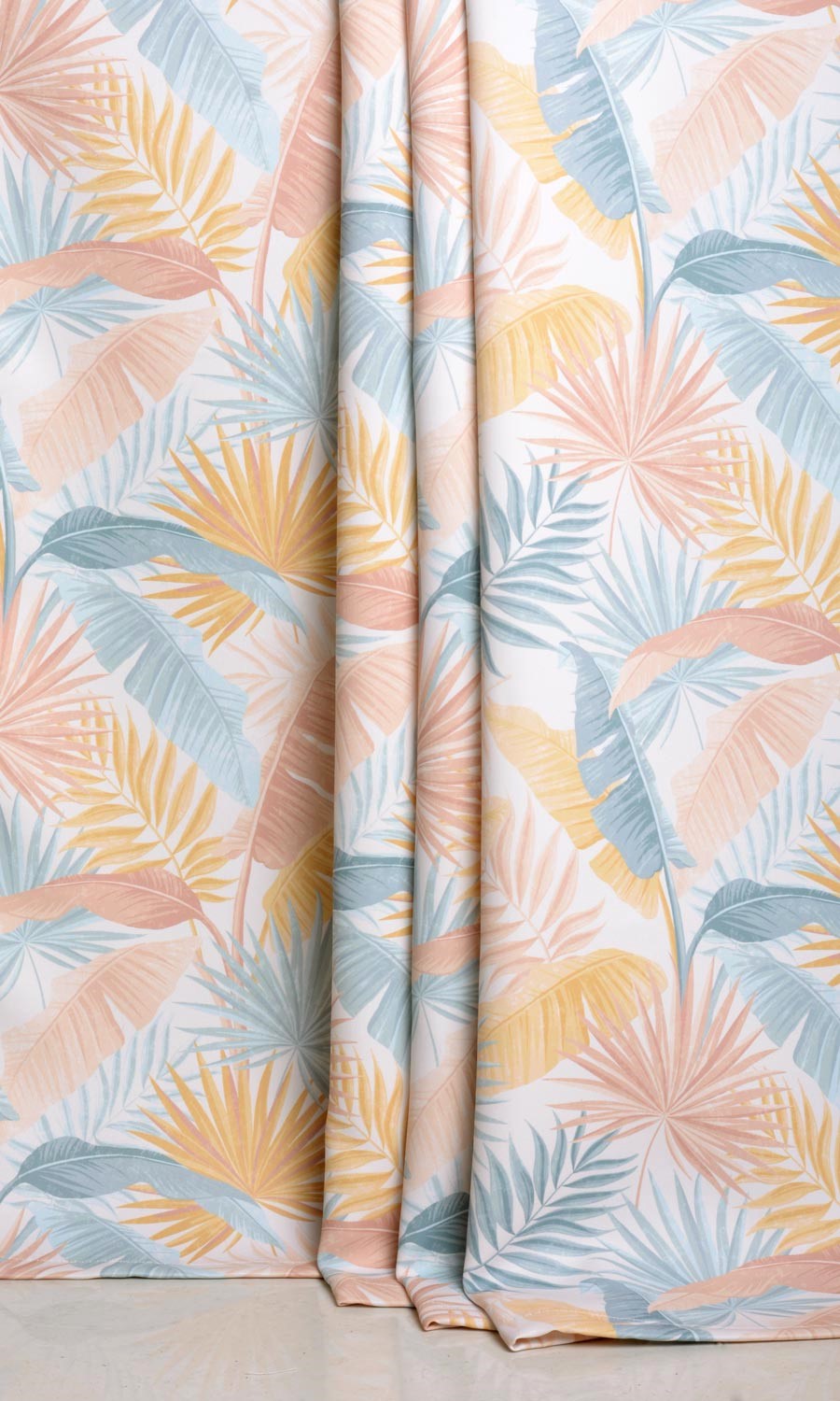 Botanical Floral Window Treatments Fabric Sample (Pink/ Blue/ Yellow)