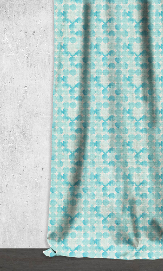 Polka Dots Drapes (White/ Turquoise)